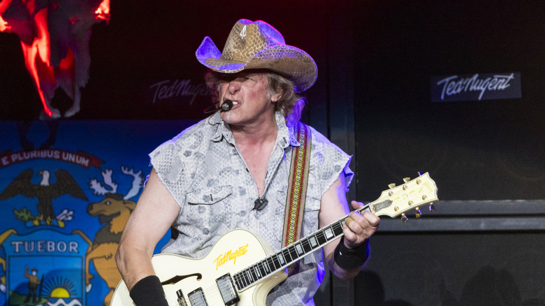 Ted Nugent sur scène avec une guitare